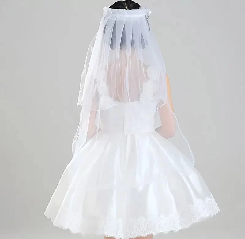 Dětská čelenka s květy a závojem | květinový věneček, svatební doplněk