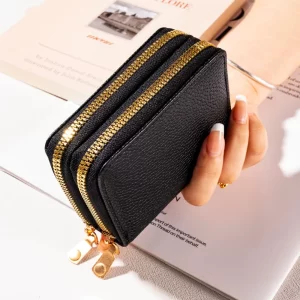 Dámská peněženka se dvěma zipy | malá peněženka, kožená peněženka