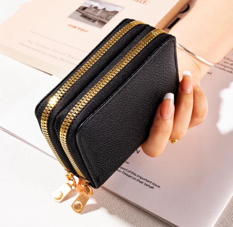 Dámská peněženka se dvěma zipy | malá peněženka, kožená peněženka