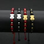 Náramek s medvídkem z přírodních kamenů | korálkový náramek, pánský náramek