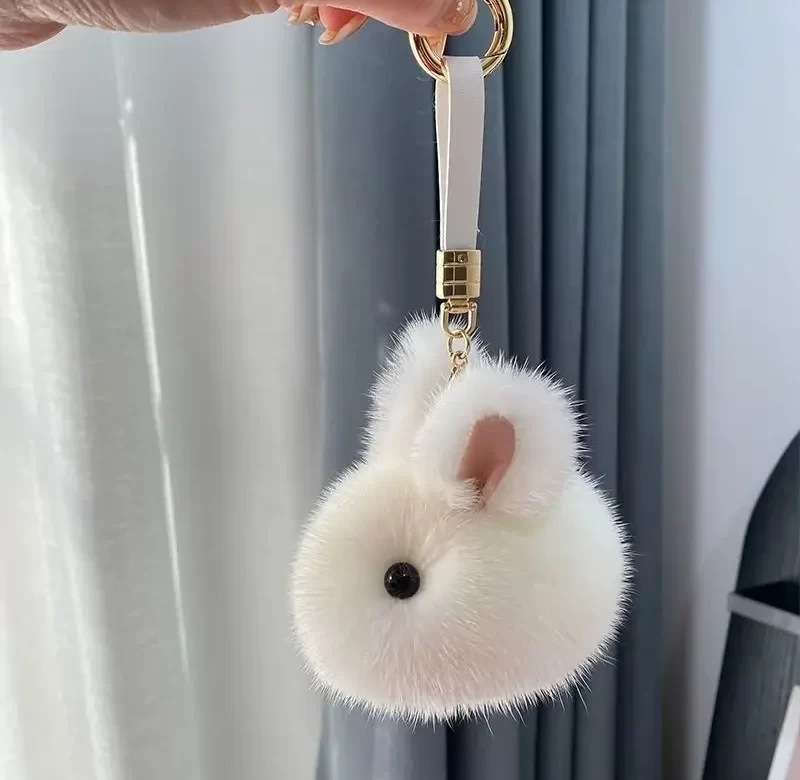 Roztomilý plyšový králík přívěsek na klíče | přívěsek, klíčenka