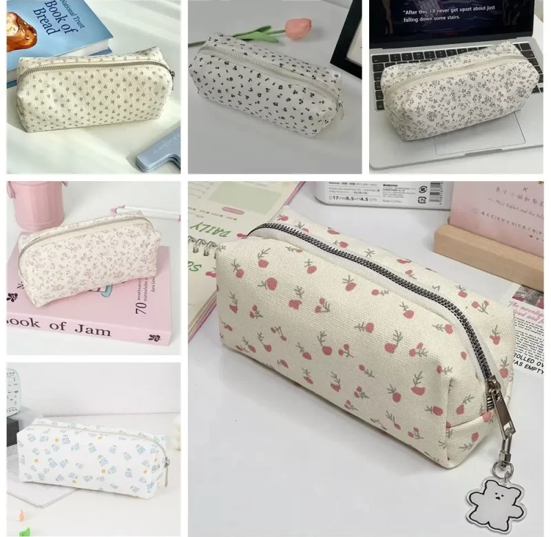 Velkokapacitní školní penál s květinovým potiskem | školní penál, penál do školy