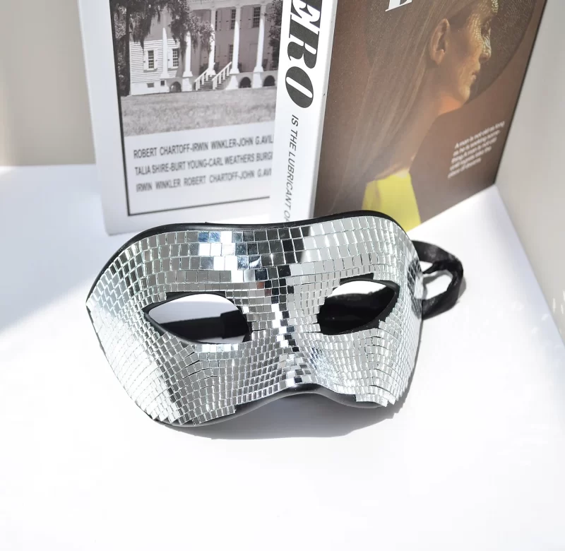 Disco stříbrná karnevalová maska na oči | plesová maska, party maska