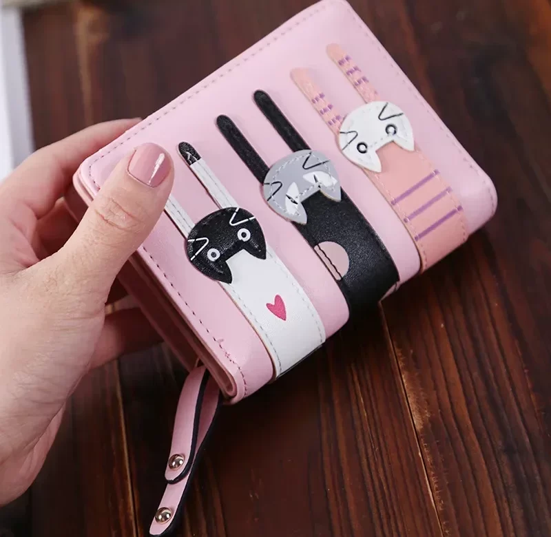 Kočičí peněženka se zipem a sponou | dámská peněženka, držák na karty