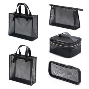 Kosmetická transparentní taštička s černým zipem | kosmetická taška, cestovní organizér