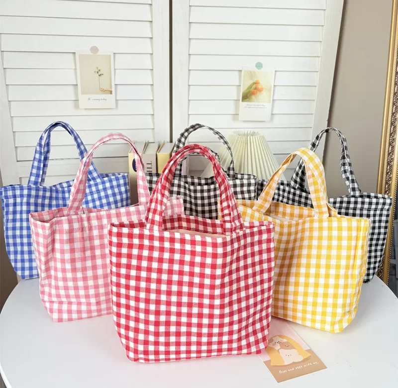 Plátěná kostkovaná taška přes rameno | dámská taška, malá kabelka