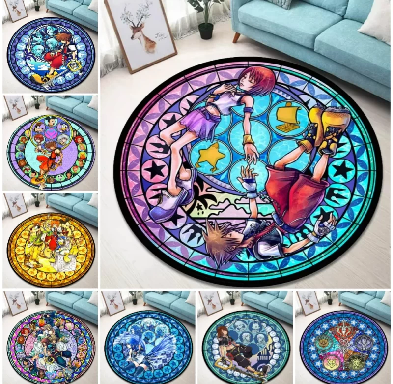 Kulatý koberec s herním motivem kingdom heart | herní koberec, kusový koberec