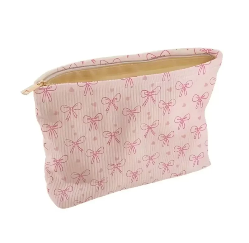 Kosmetická taštička s mašlí z manšestru | kosmetická taštička, cestovní organizér