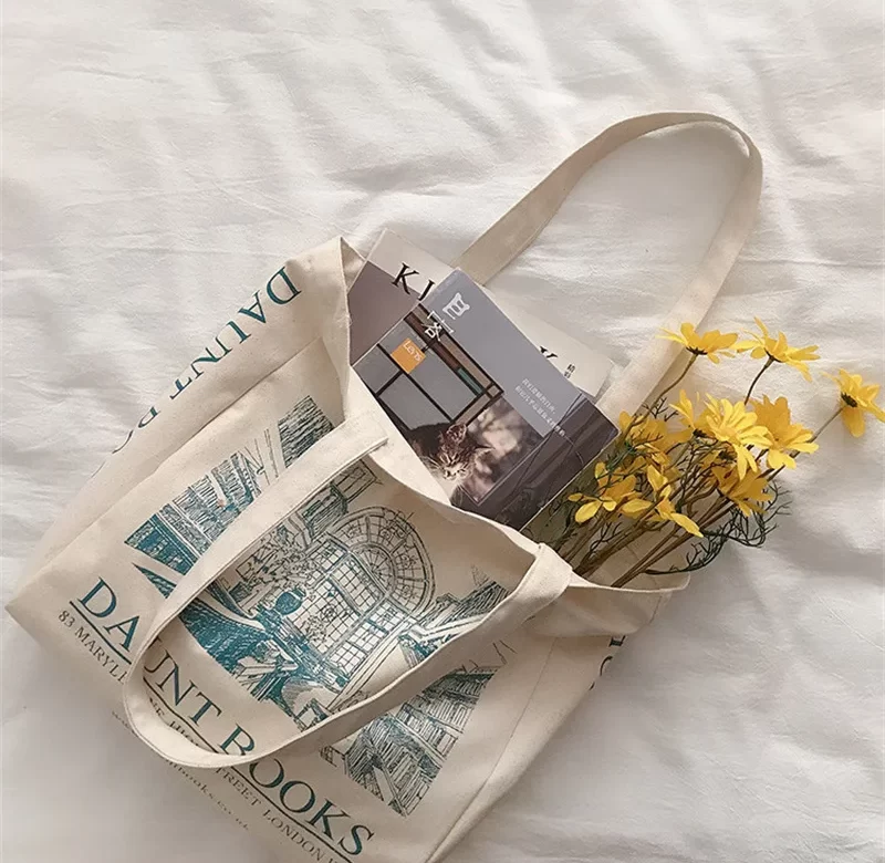 Plátěná taška motiv London knihovna | nákupní taška, studentská taška