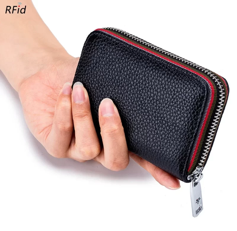 Elegantní kožený držák karet s kapsou | kožená peněženka, držák karet