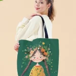 Stylová dívčí plátěná kabelka s potiskem | plátěná taška, nákupní taška