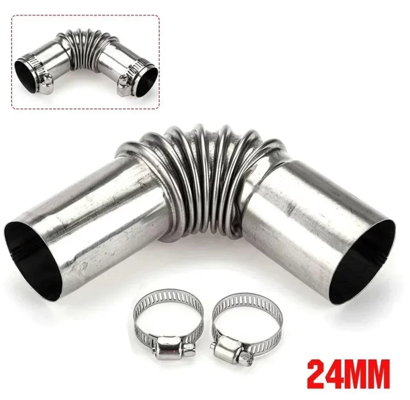 Nerezové výfukové koleno 25mm pro diesel topení | výfukové koleno, nerezová trubka