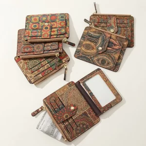 Retro korková peněženka na karty | tenká peněženka, držák karet