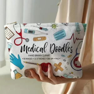 Stylová kosmetická taštička na zip s doktorským motivem | kosmetická taštička, přenosná taška