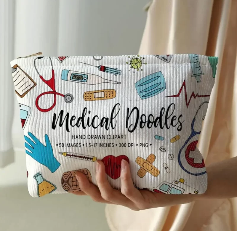 Stylová kosmetická taštička na zip s doktorským motivem | kosmetická taštička, přenosná taška