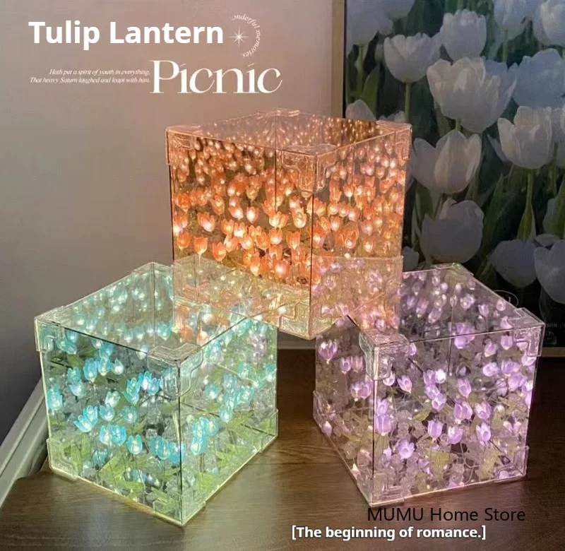 Tulipánová noční lampička s diy sadou | kreativní sada, noční lampička