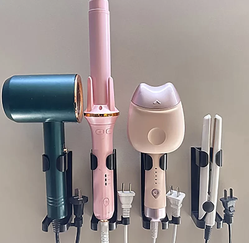 Nástěnný držák na fén a žehličku | koupelnový držák, koupelnový organizér