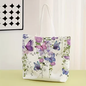 Květinová taška s motýly na každý den | plátěná taška nákupní taška