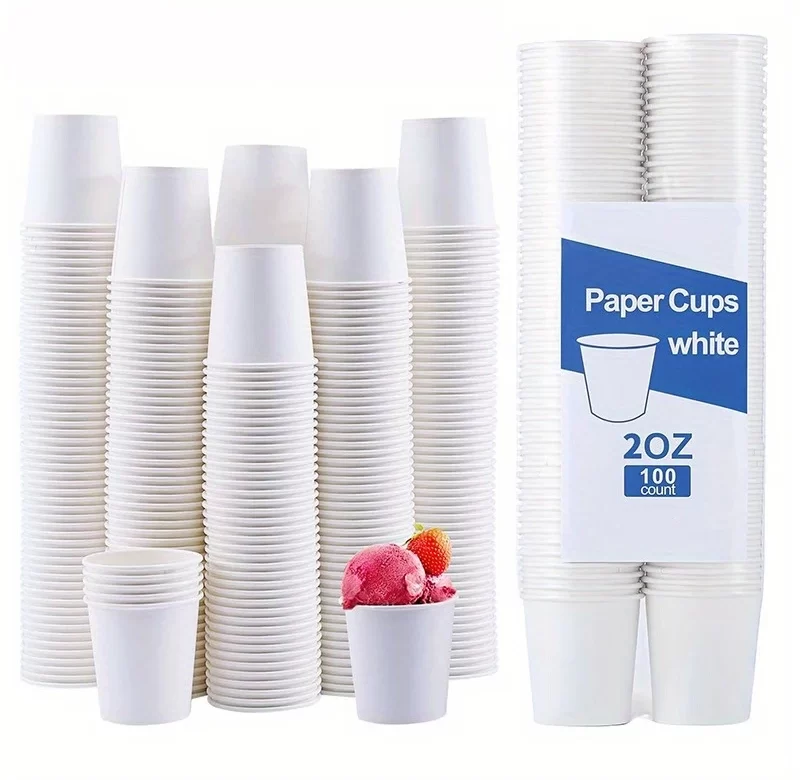 50-100 ks Pevné jednorázové papírové kelímky bílé barvy | kelímky, nádobky
