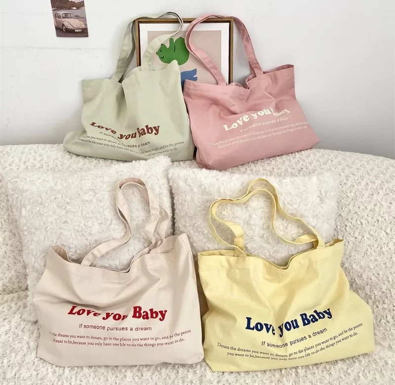 Plátěná taška s nápisem přes rameno | taška shopper, nákupní taška