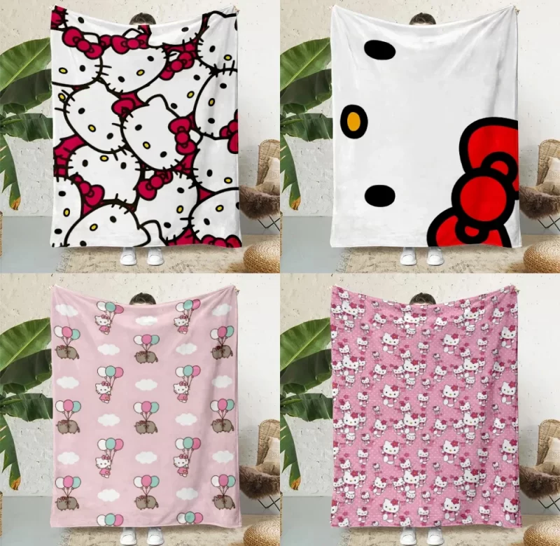 Hello kitty měkká cestovní deka | dětská deka, pikniková deka