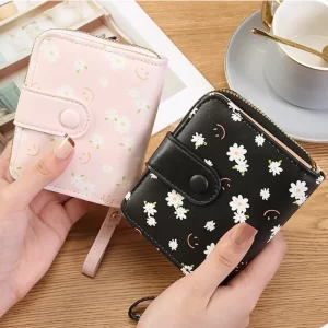 Stylová květinová mini peněženka na karty a mince | dámská peněženka, malá peněženka