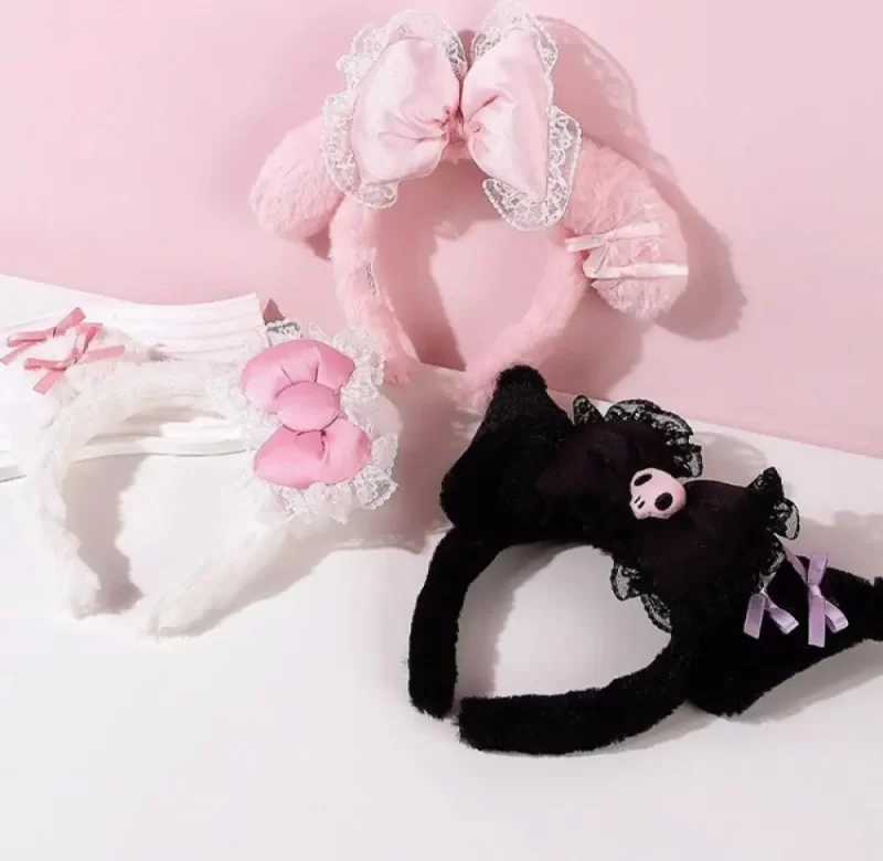 Sanrio čelenka s mašlí Kuromi styl | Dětská čelenka, vlasová ozdoba