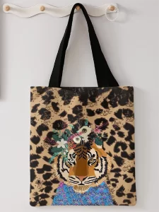 Leopardí plátěná nákupní taška s batohem | stylová taška, casual batoh