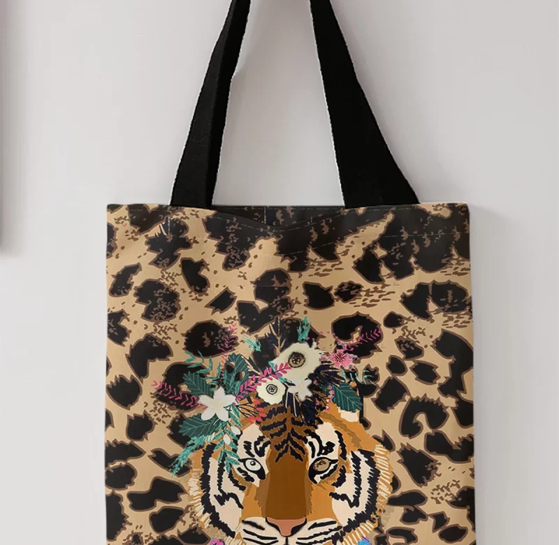 Leopardí plátěná nákupní taška s batohem | stylová taška, casual batoh