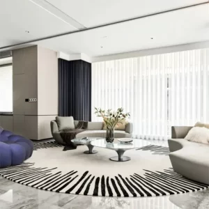 Minimalistický kulatý fluffy koberec geometrický | dekorační koberec, měkký koberec