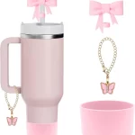 Růžová mašle - 3 ks