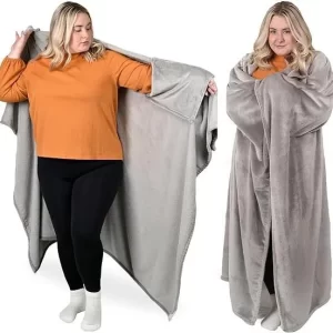 Teplá fleecová deka s rukávy, pončo deka | nositelná deka, fleecová deka