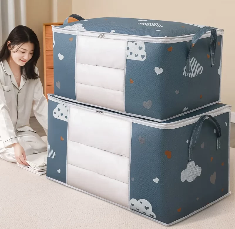 Velkokapacitní skládací úložná taška s víkem | úložná taška, organizér oblečení