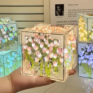 Tulipánová noční lampička zrcadlová DIY | dekorativní lampa, noční světlo
