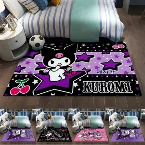 Roztomilý kulatý koberec Kuromi | dětský koberec, protiskluzová podložka