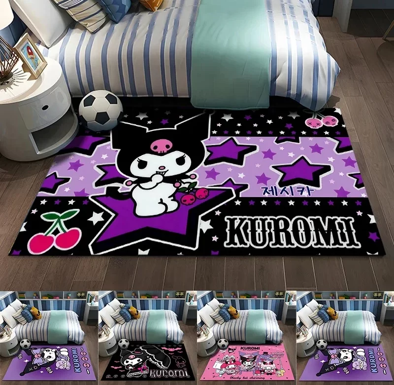 Roztomilý kulatý koberec Kuromi | dětský koberec, protiskluzová podložka