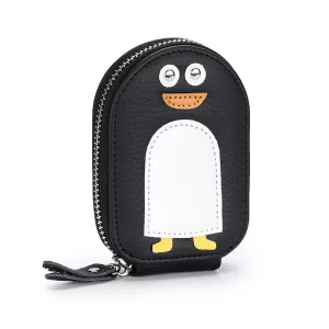 Roztomilá peněženka s tučňákem a zipem | kožená peněženka, dámská peněženka