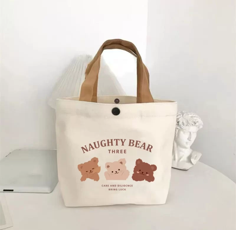 Praktická dívčí plátěná taška potiskem | mini kabelka, studentská taška