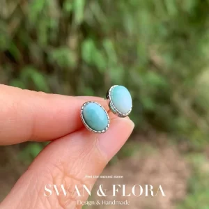 Stříbrné náušnice s larimarem modré barvy | dámské náušnice, jemné šperky