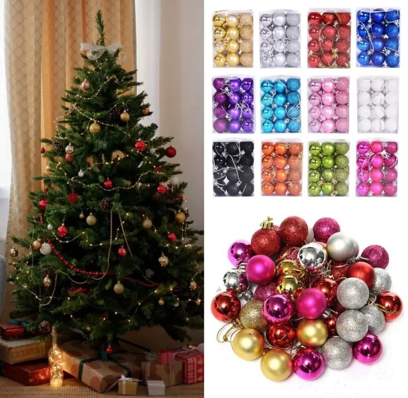 Vánoční koule 24 kusů třpytivé dekorace | vánoční ozdoby, dekorace stromek