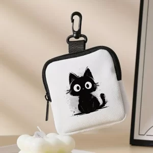 Stylový přívěsek s motivem kočky | peněženka na drobné, přívěsek na klíče