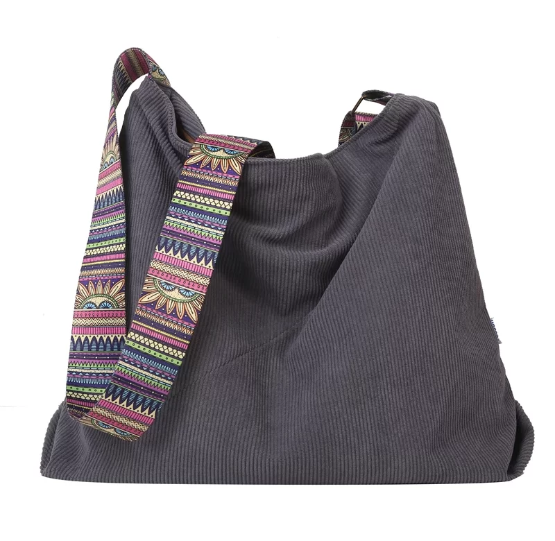 Manšestrová ramenní taška velká | dámská kabelka, crossbody taška