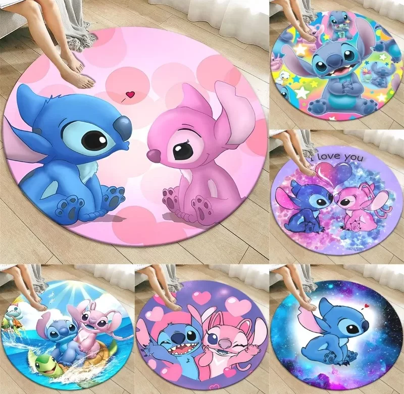 Stitch koberec kulatý flanelový měkký | dětský koberec, podložka