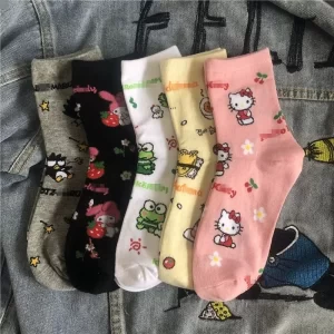 Dámské univerzální roztomilé ponožky hello kitty kawaii | ponožky, oblečení