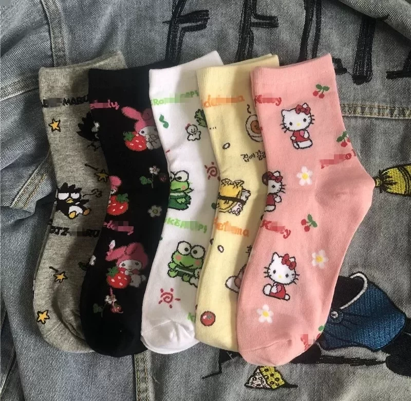 Dámské univerzální roztomilé ponožky hello kitty kawaii | ponožky, oblečení