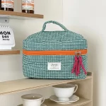 Klasická kostkovaná kosmetická taštička [zelená]