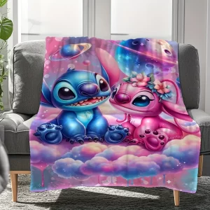 Měkoučká deka s motivem Stitch a Angel | přikrývka, deka, dětská deka