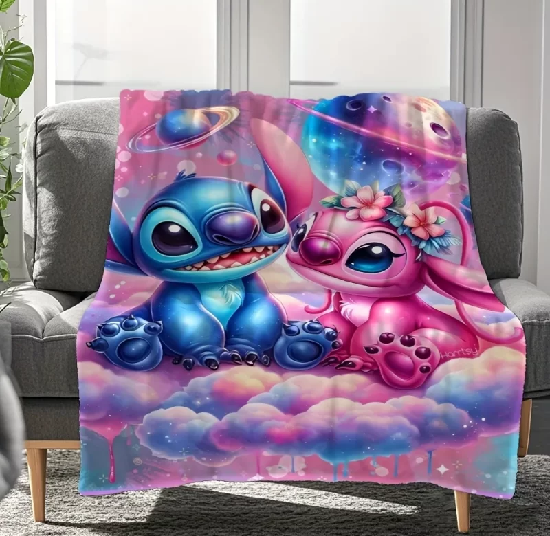 Měkoučká deka s motivem Stitch a Angel | přikrývka, deka, dětská deka