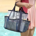 Plážová síťovaná taška s kapsami | plážová taška kabelka