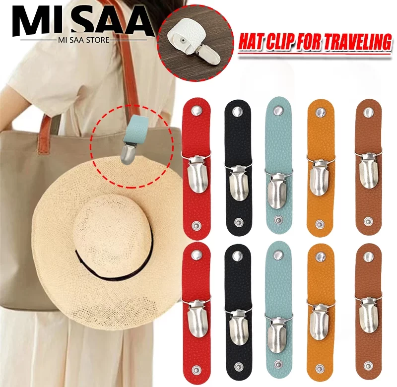 Kožený cestovní klip na klobouk | cestovní doplněk, kloboukový držák